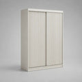 Armoire rectangulaire en panneaux de particules et MDF blanc cassé à 2 portes coulissantes, 120 x 60 x 200 cm