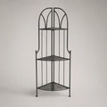 Étagère d’angle sur pied en acier noir à 3 niveaux, 40 × 40 × 120 cm