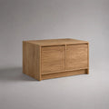 Table basse rectangulaire en panneaux de particules mélaminés avec rangement à 2 portes, chêne naturel, 80 × 40 × 55 cm